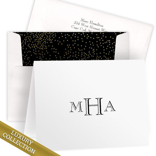 Luxury Monogram Folded Note Card Collection - Raised Ink